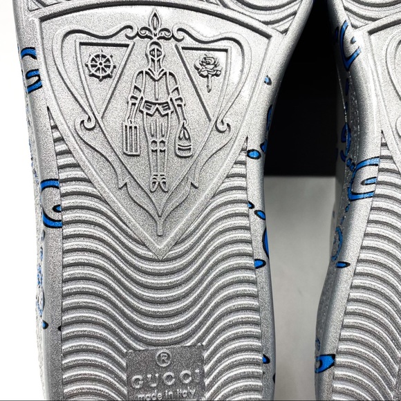 GUCCI Ace GG Coated Leather Sneakers Silver Mens - Picture 11 of 14